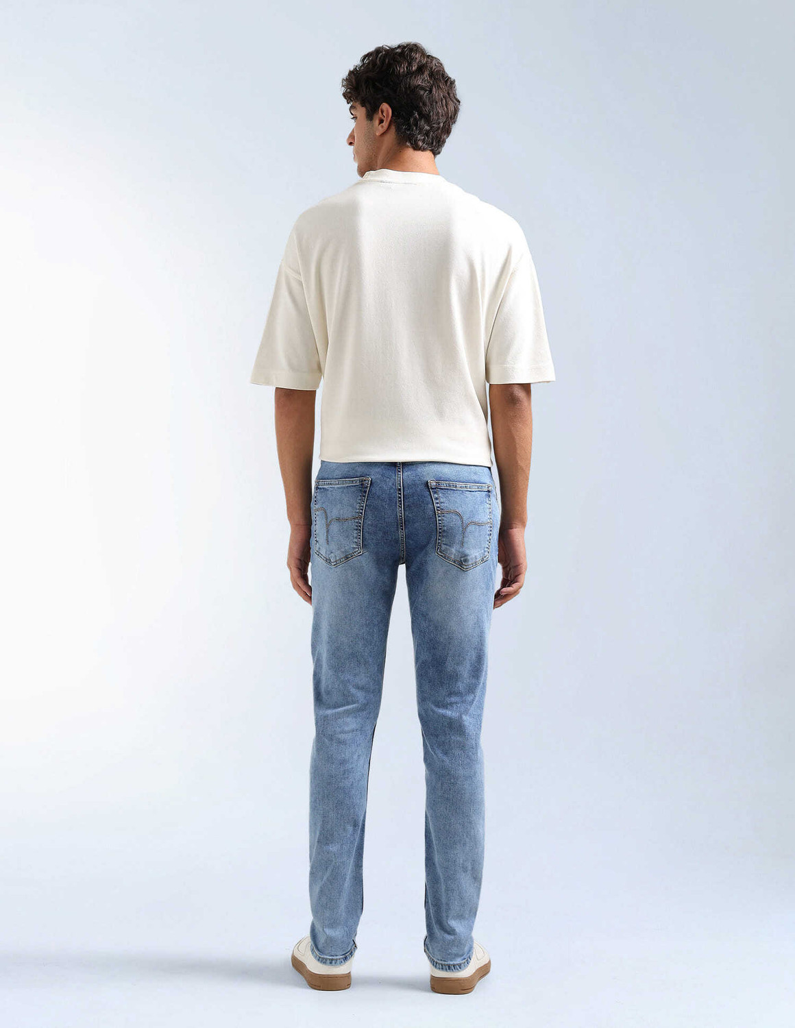 Image of FLYING MACHINE Tapered Fit Men Blue Jeans