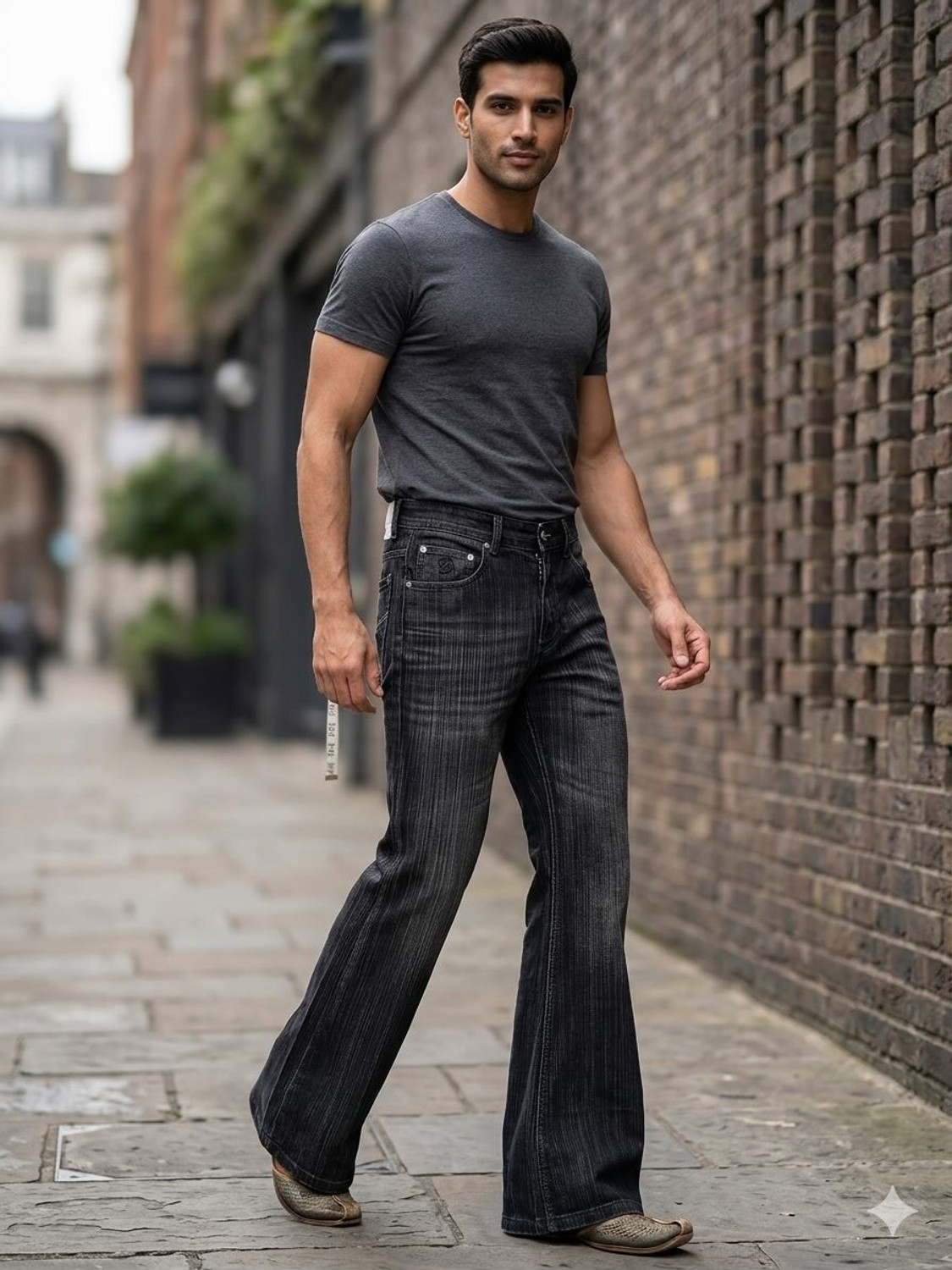 Image of APJ GARMENTS Boot-Leg Men Dark Grey Jeans