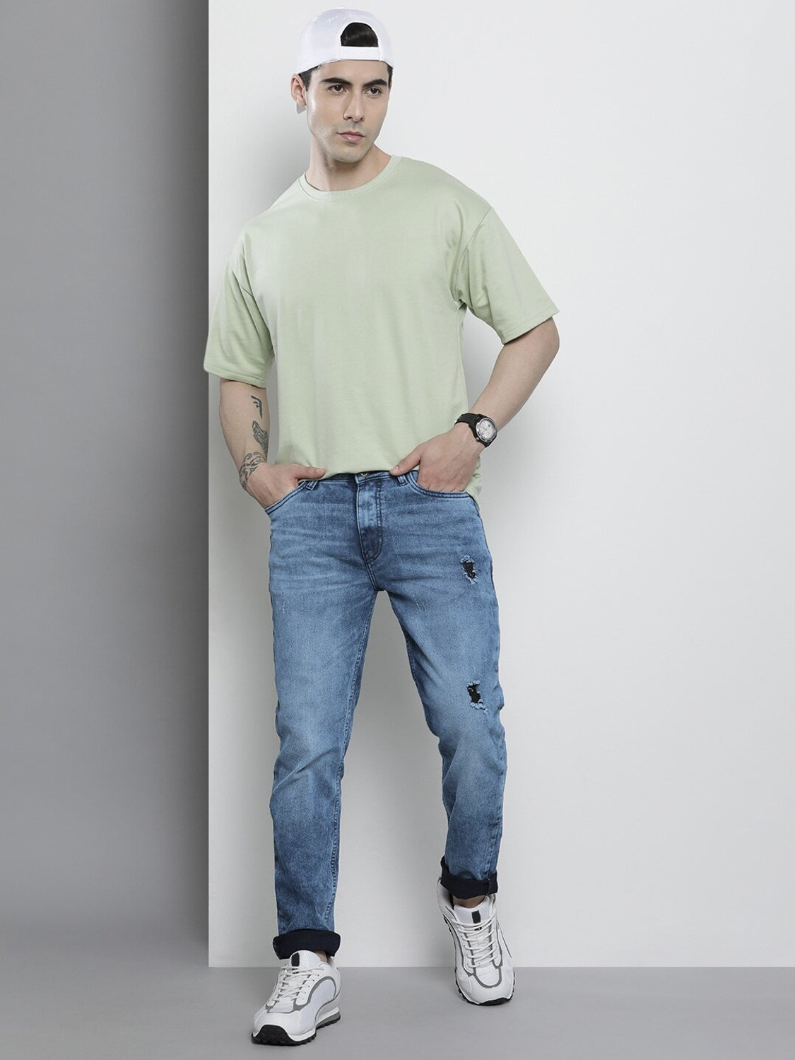 Image of The Indian Garage Co. Slim Men Dark Blue Jeans