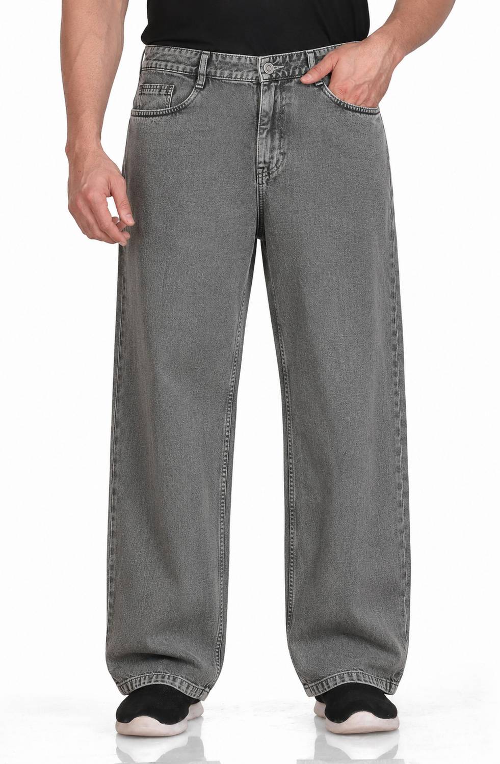 Wearo Loose Fit Grey Jeans for Men