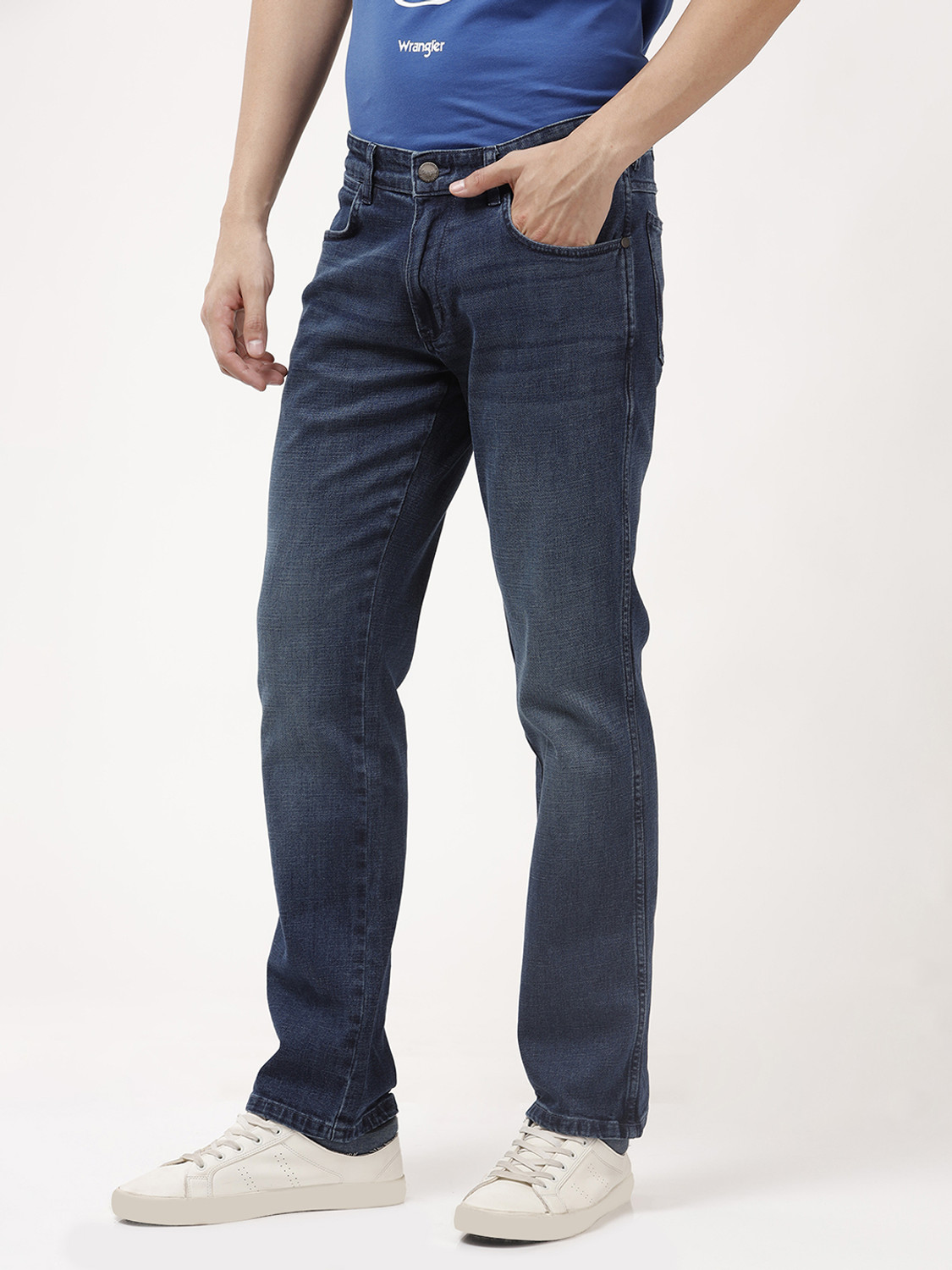 Image of Wrangler Regular Men Blue Jeans