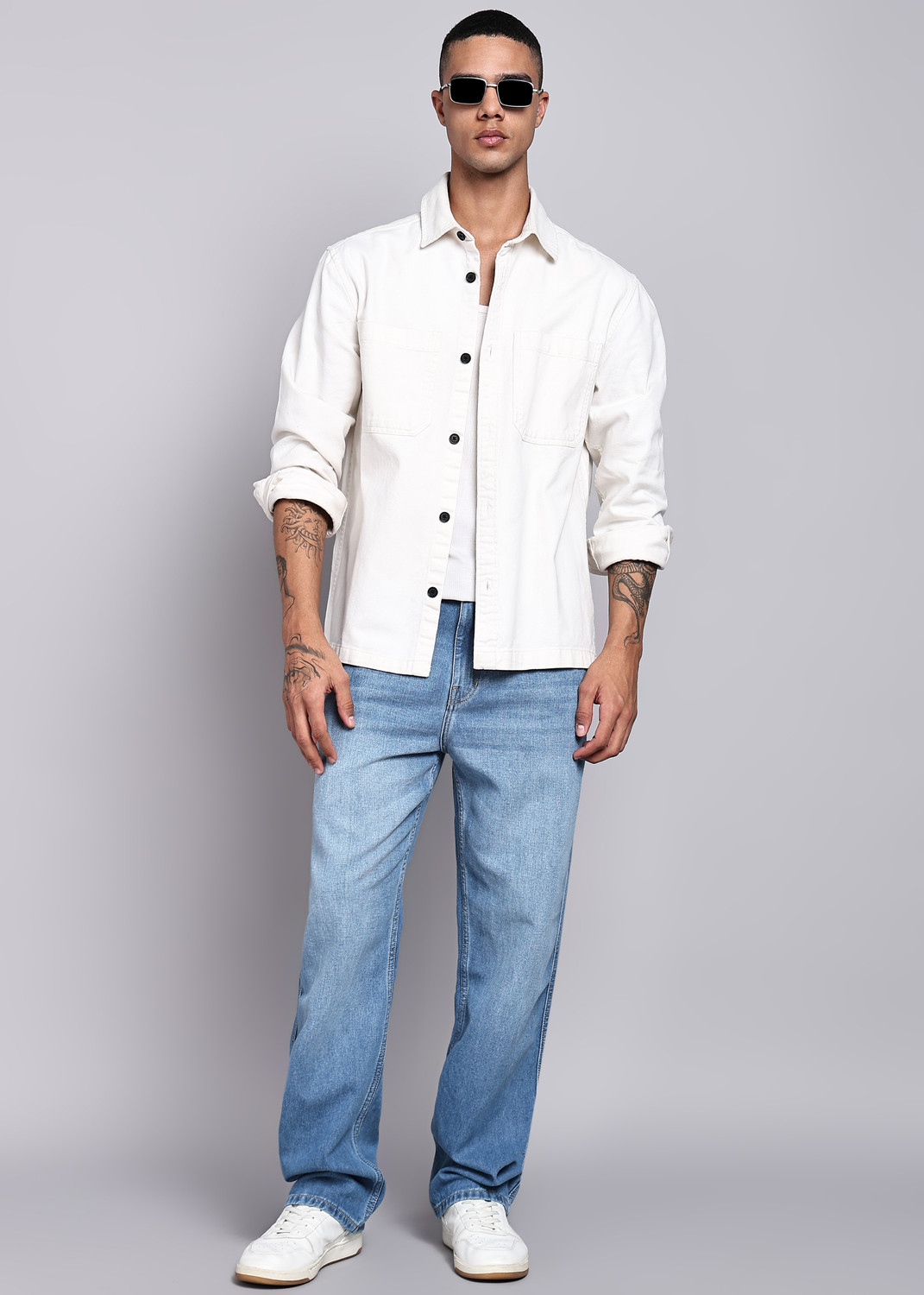 Image of FLYING MACHINE Loose Fit Men Light Blue Jeans