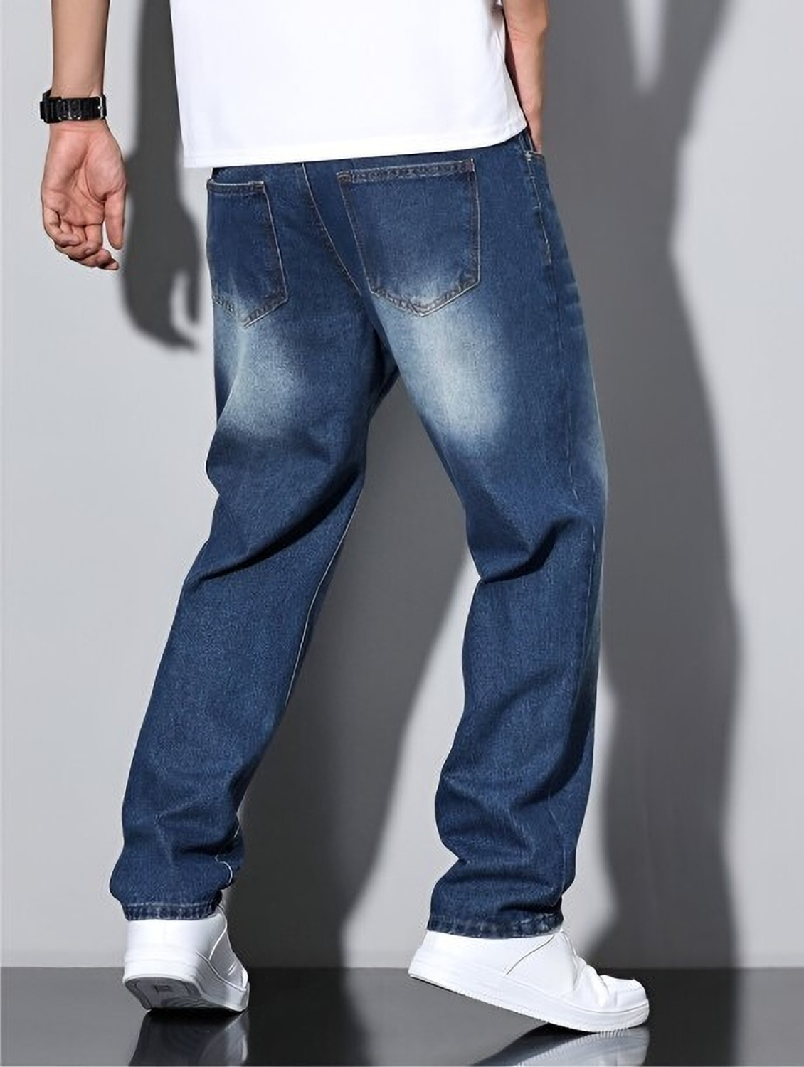 Image of Rend Loose Fit Men Blue, Grey Jeans