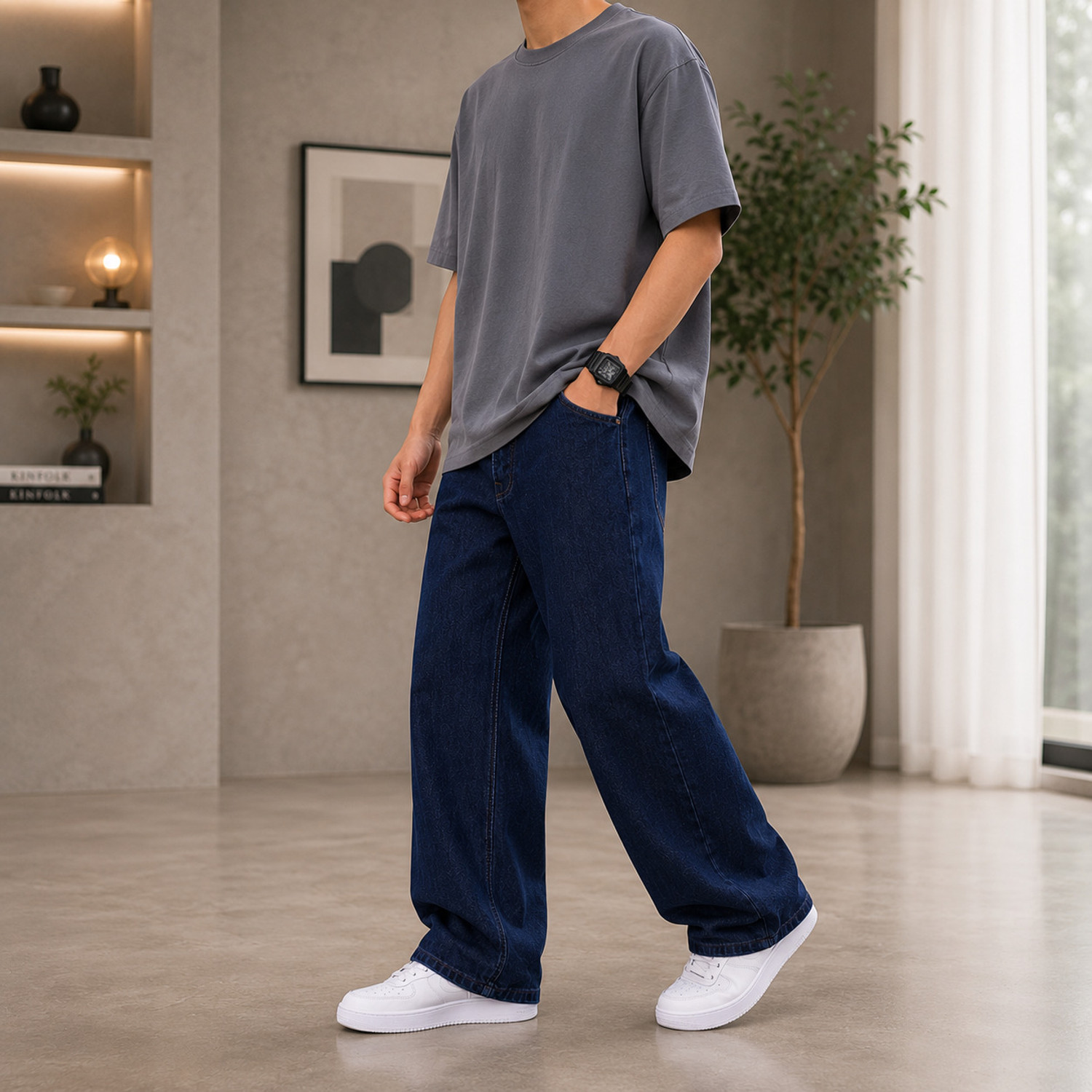 Image of Sobbers Straight Fit Men Dark Blue Jeans