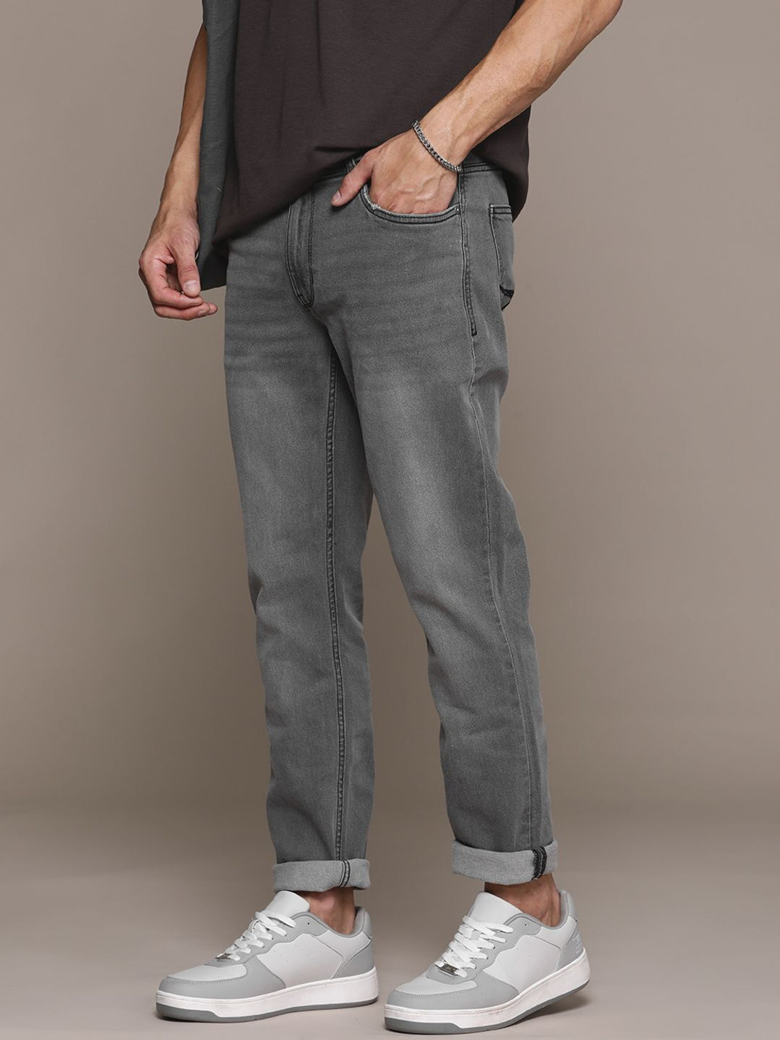 Image of Roadster Slim Men Grey Jeans