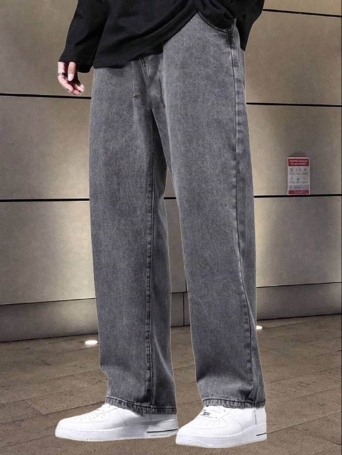 StarForWell Men Grey Straight Fit Jeans