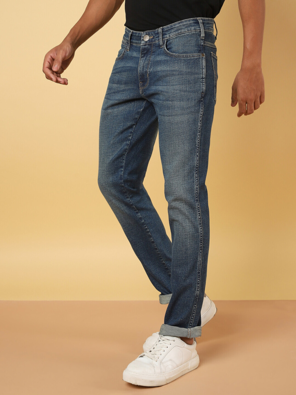Image of Wrangler Slim Men Blue Jeans