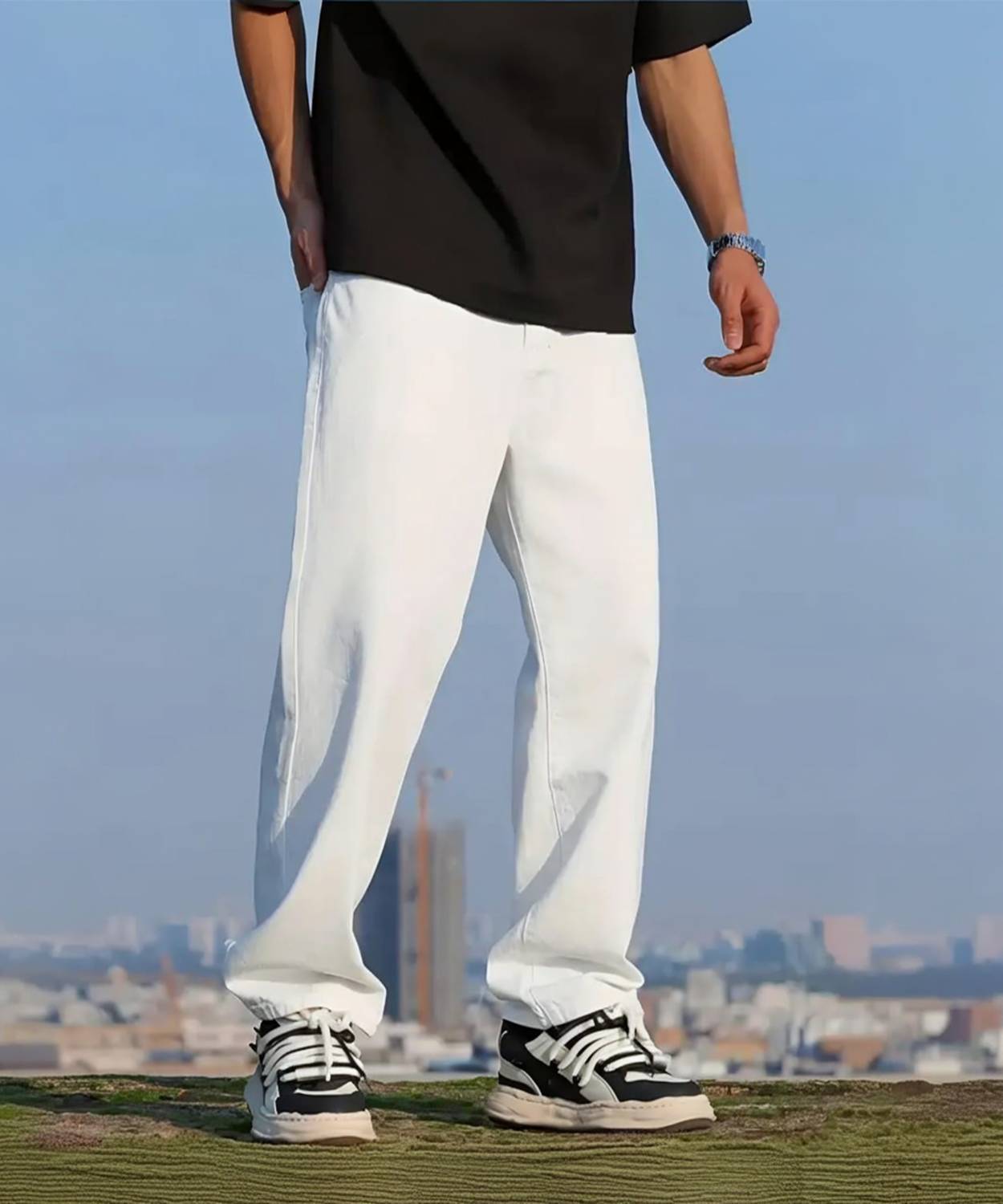 Zaba Denim Loose Fit Men White Jeans - Image 1