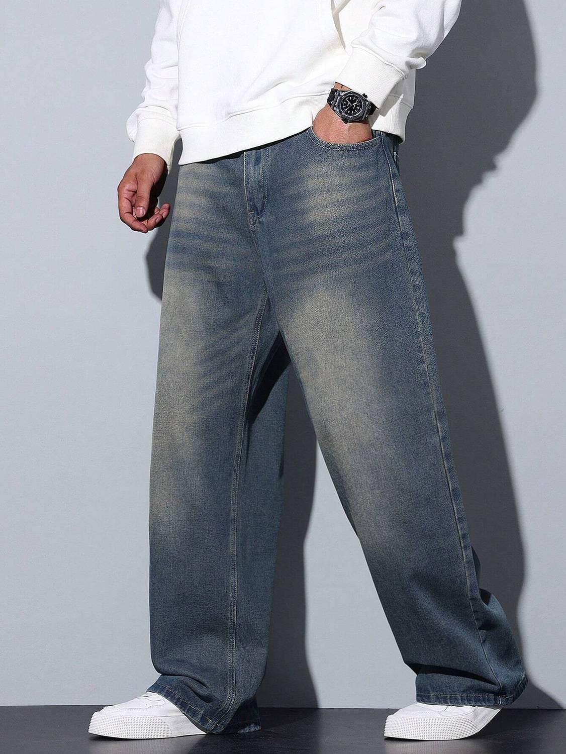 YAMEETFIT Baggy Fit Men Light Green Jeans - Image 4