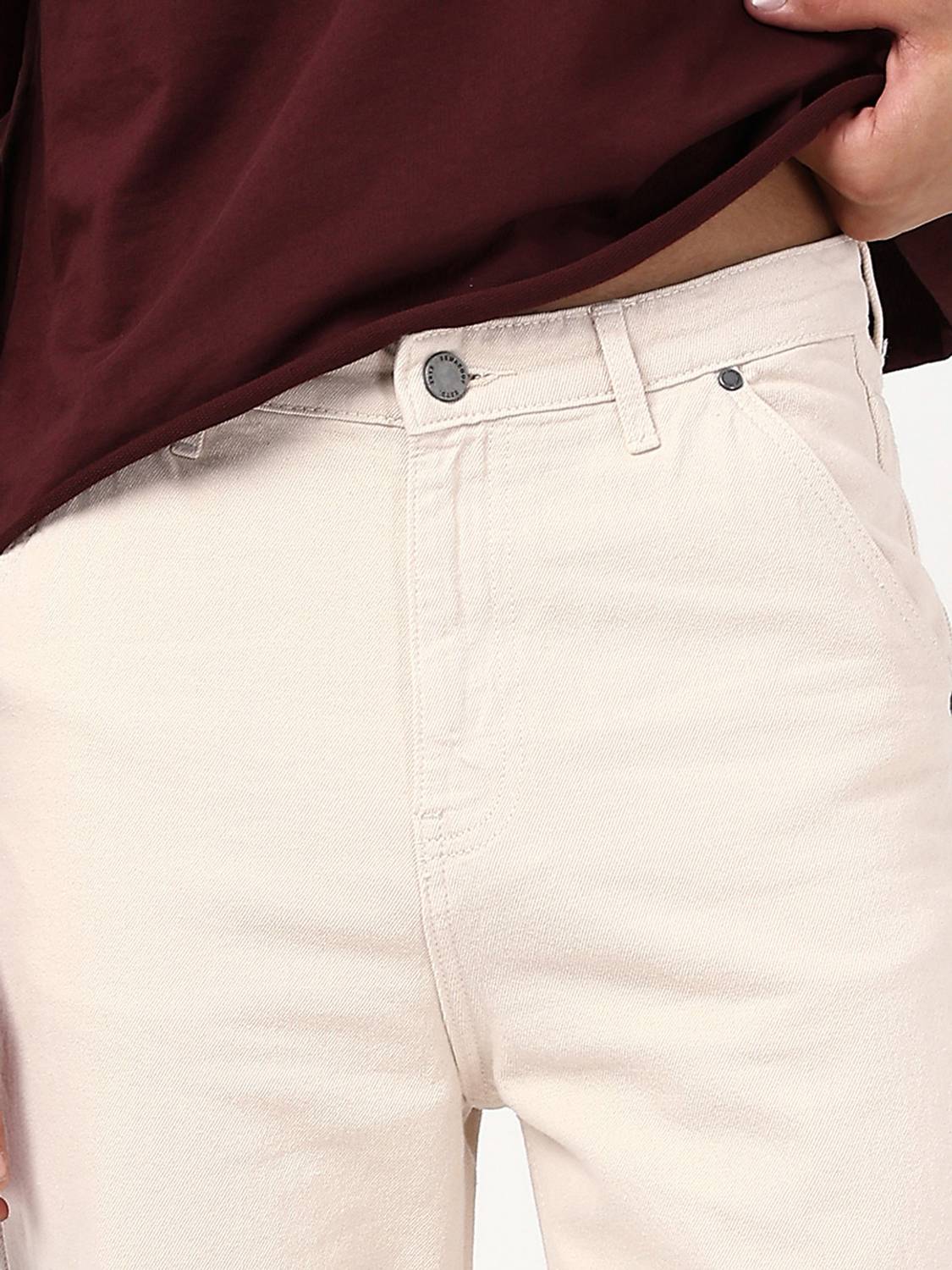 BEWAKOOF Men Straight Fit High Rise Beige Jeans - Image 5