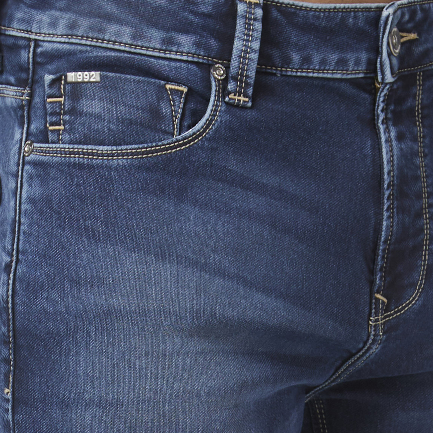 Image of Spykar Straight Fit Men Blue Jeans