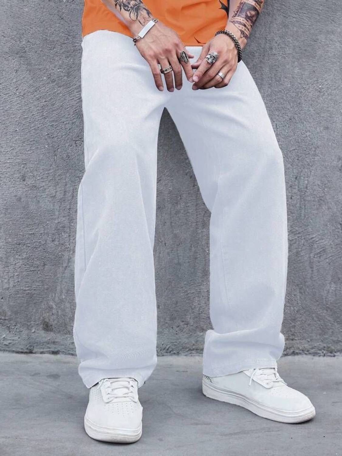 Pahiraav Loose Fit Men White Jeans - Image 5