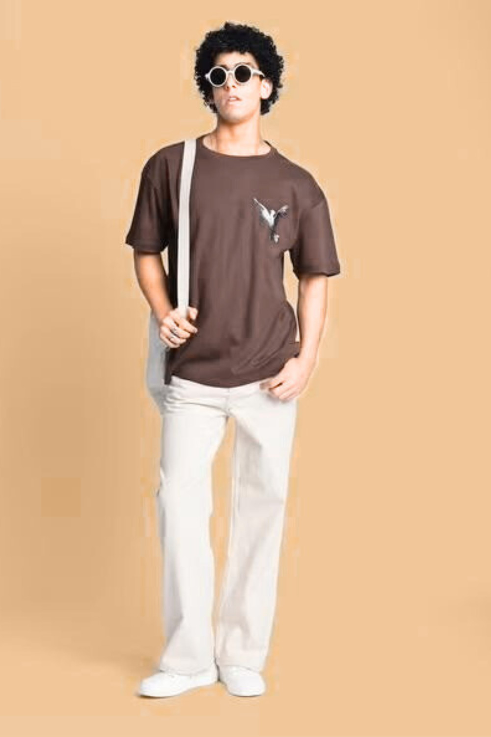 Image of M Q Relaxed Fit Men Beige Jeans