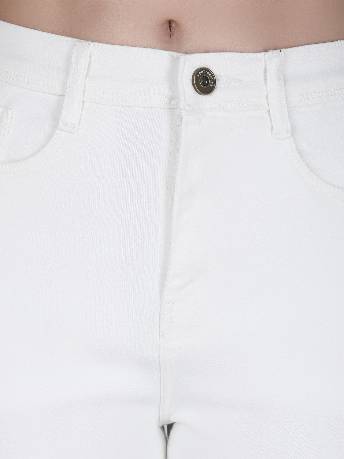 Image of 3BUTTERFLIES Boyfriend Women White Jeans