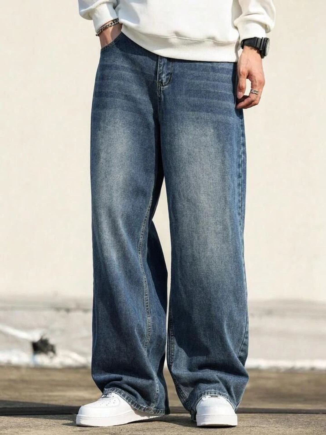 Image of STEPLE DENIMS Loose Fit Men Blue Jeans