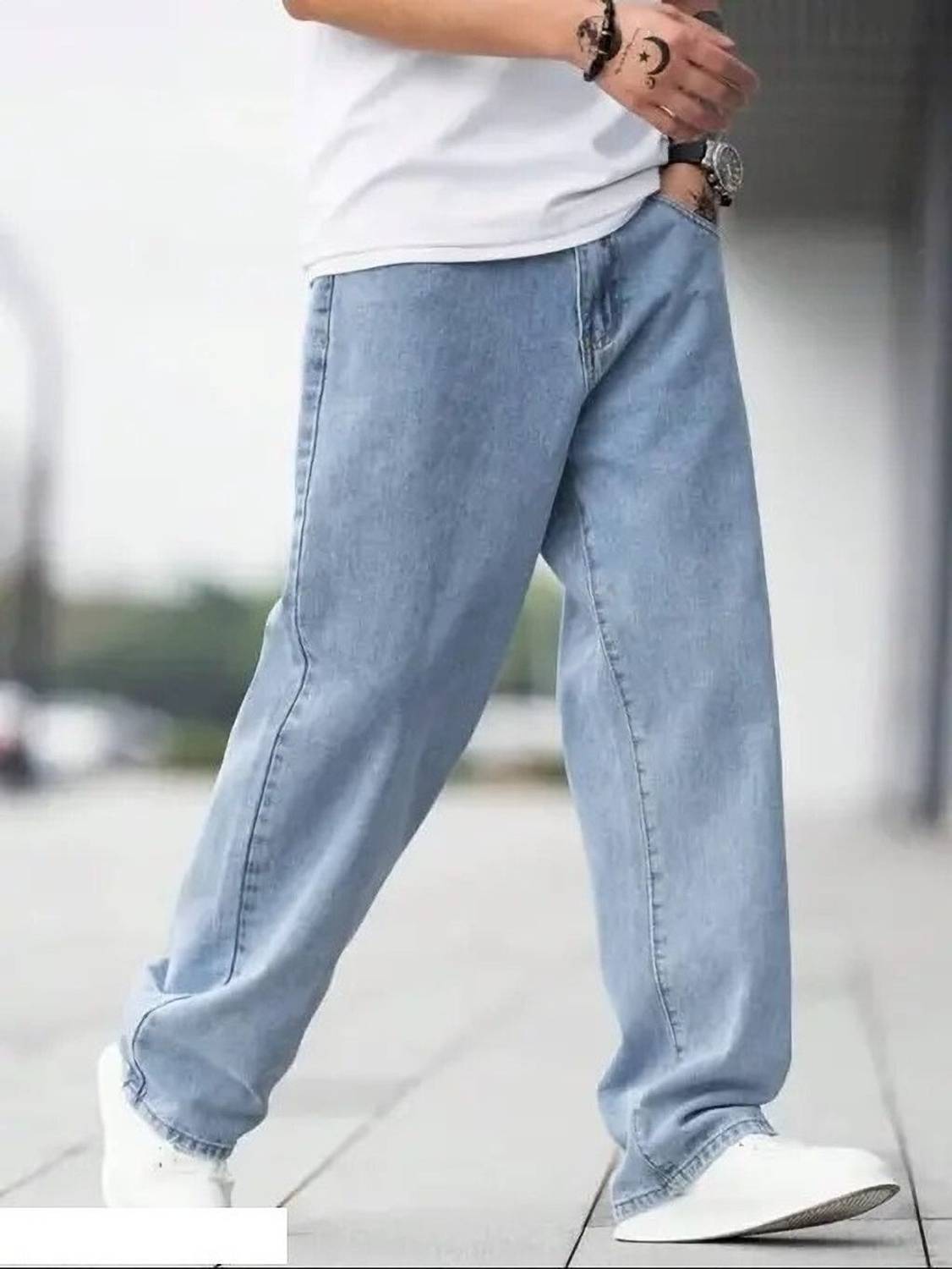woomny Loose Fit Men Light Blue Jeans
