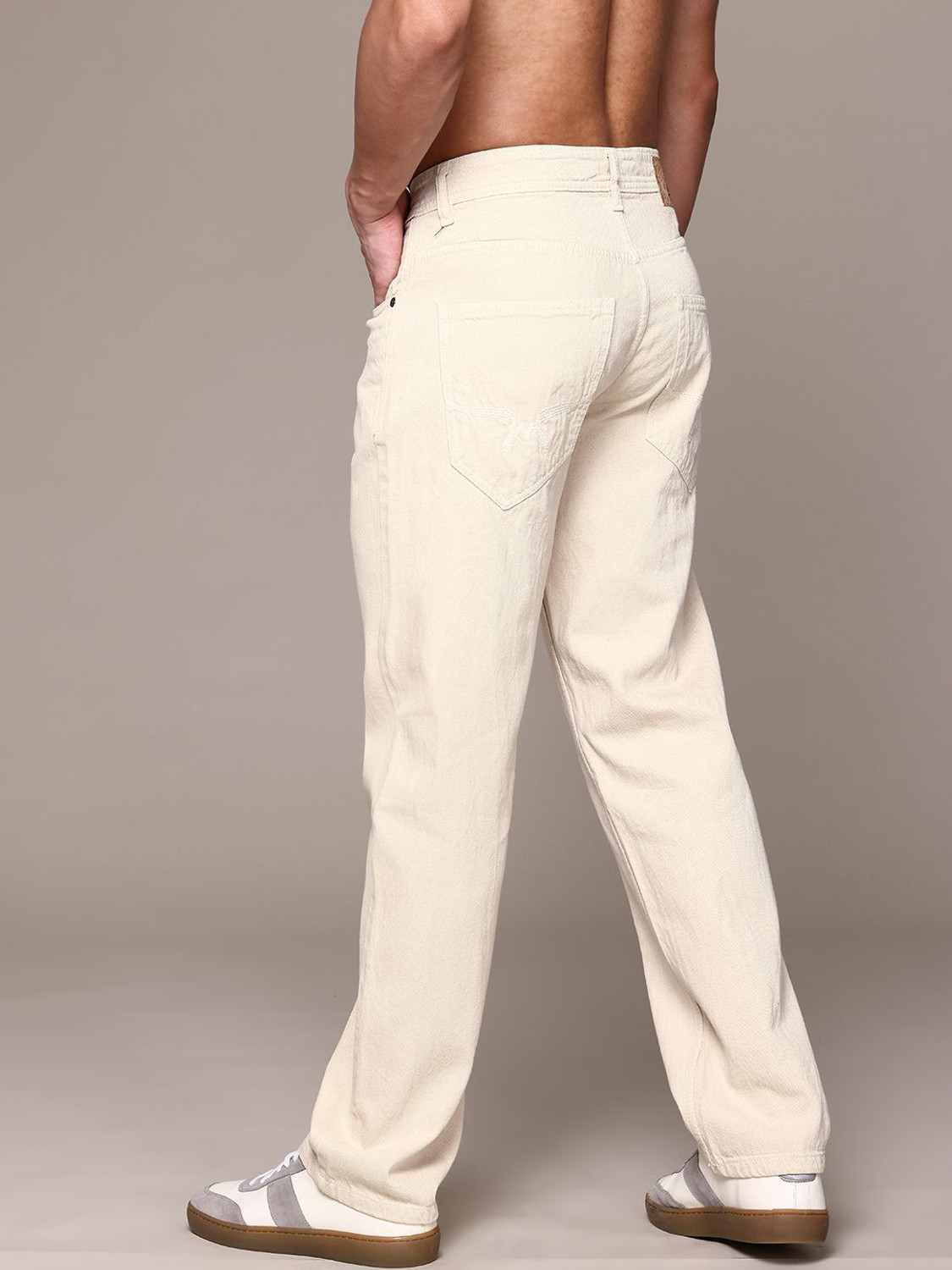 Image of Roadster Straight Fit Men Beige Jeans