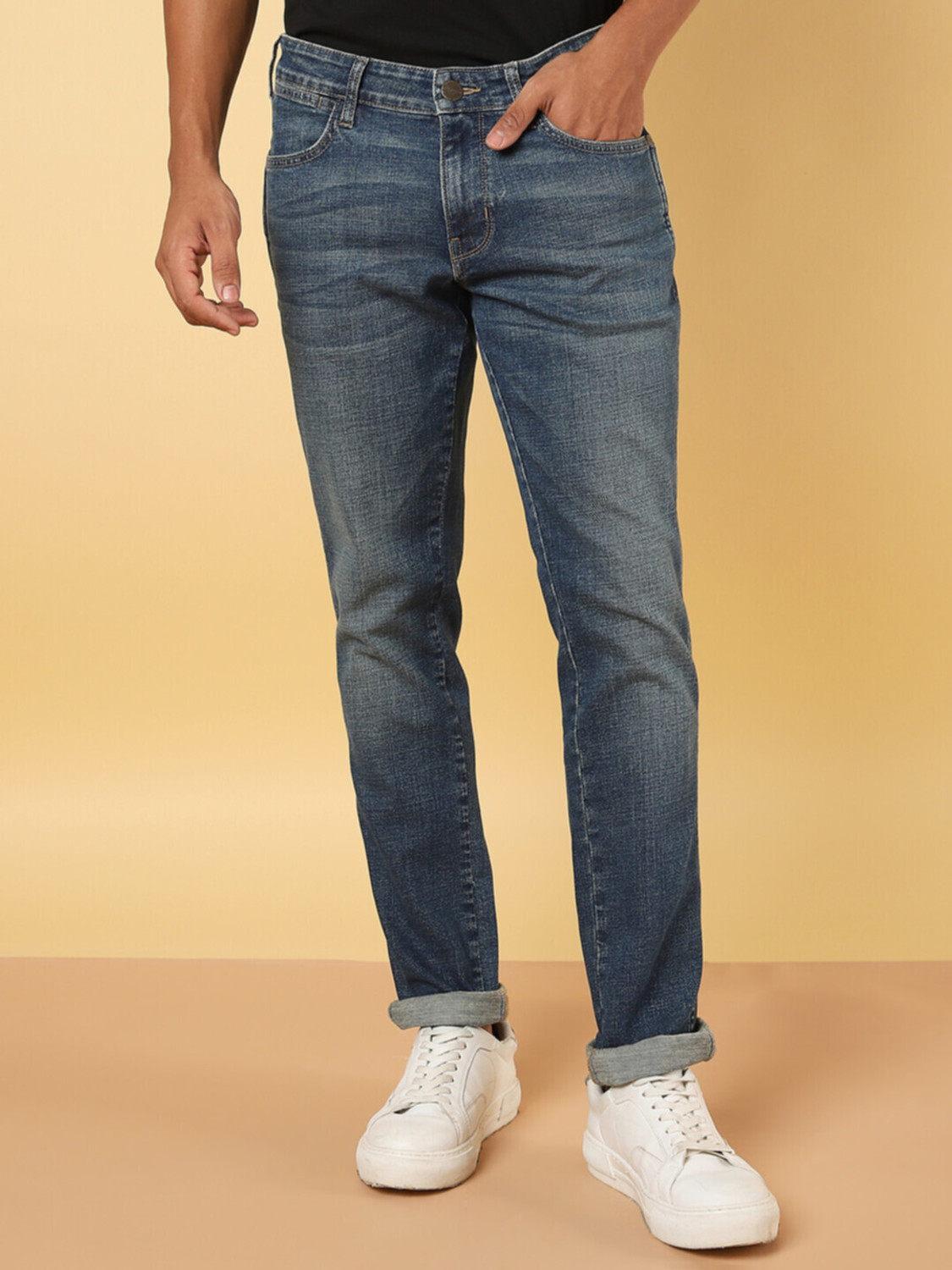 Image of Wrangler Slim Men Blue Jeans