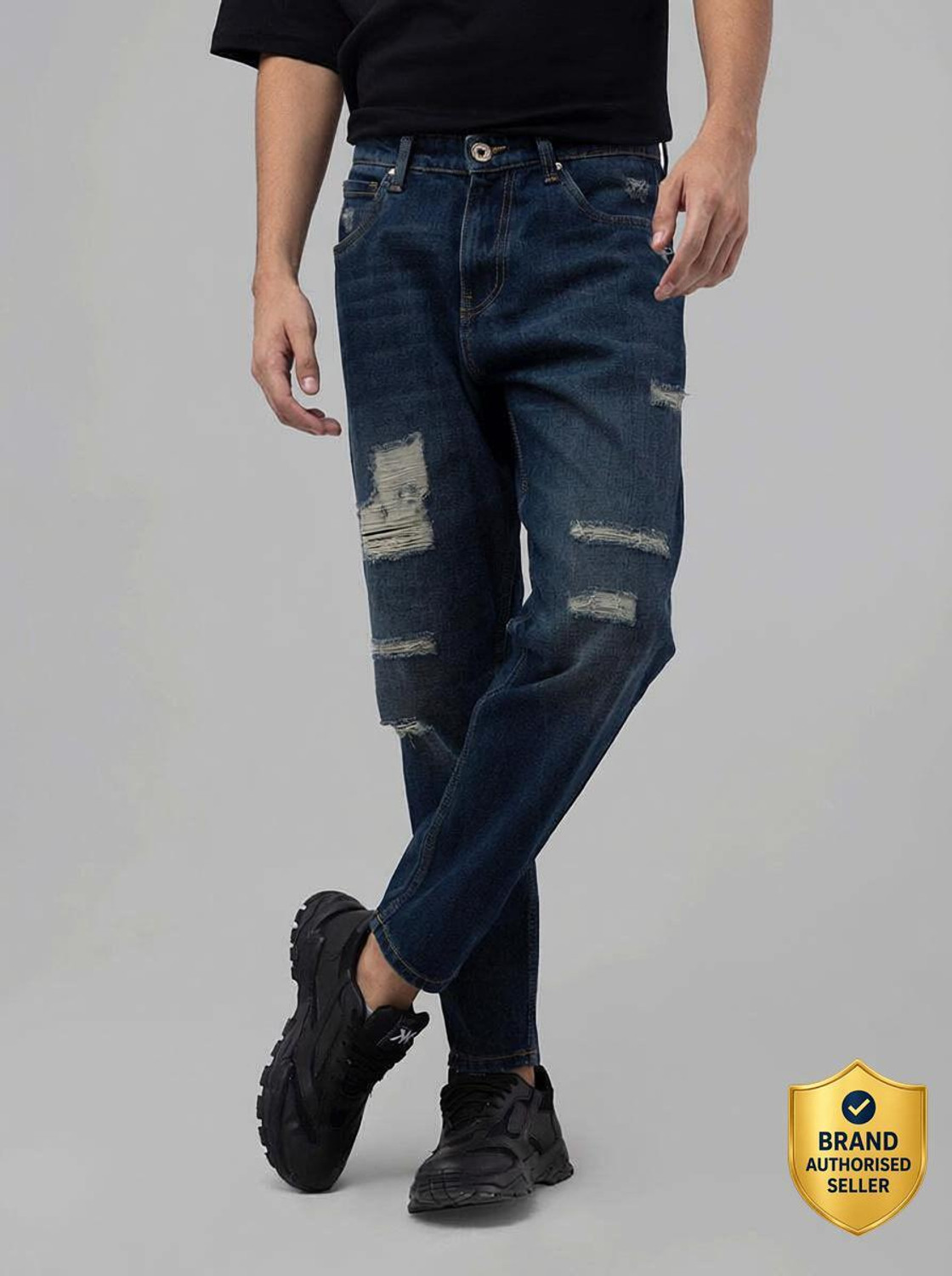 Image of Snitch Relaxed Fit Men Dark Blue Jeans