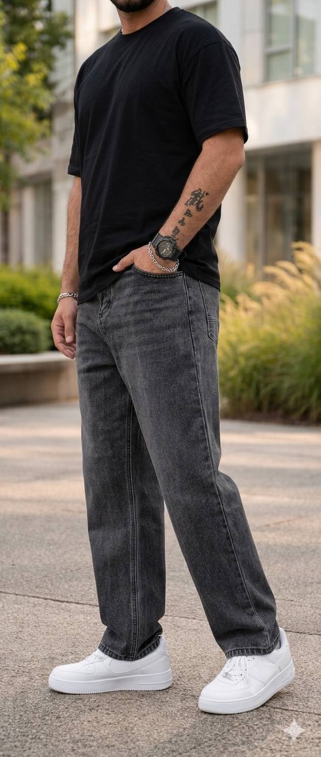 DENIM4MEN Straight Fit Grey Jeans - Image 1