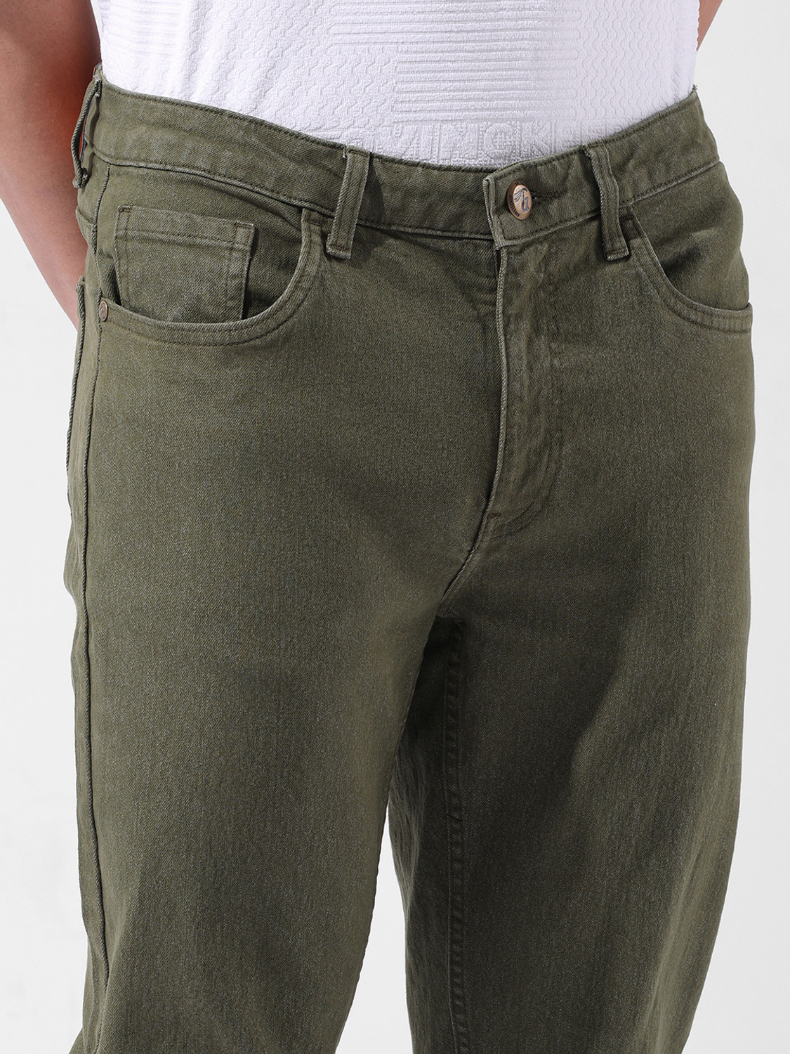 Image of The Indian Garage Co. Slim Men Green Jeans