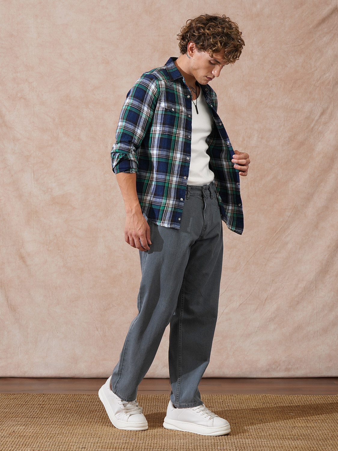 Image of WROGN Loose Fit Men Grey Jeans
