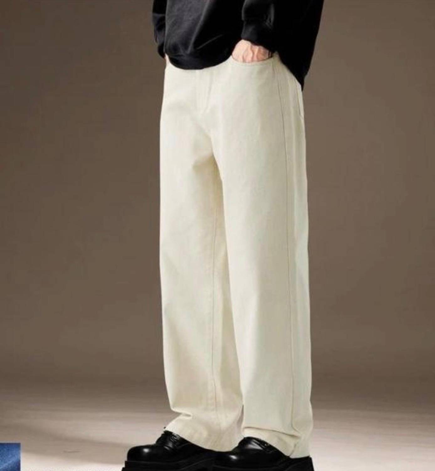 FLAYING Loose Fit Men Beige Jeans - Image 2