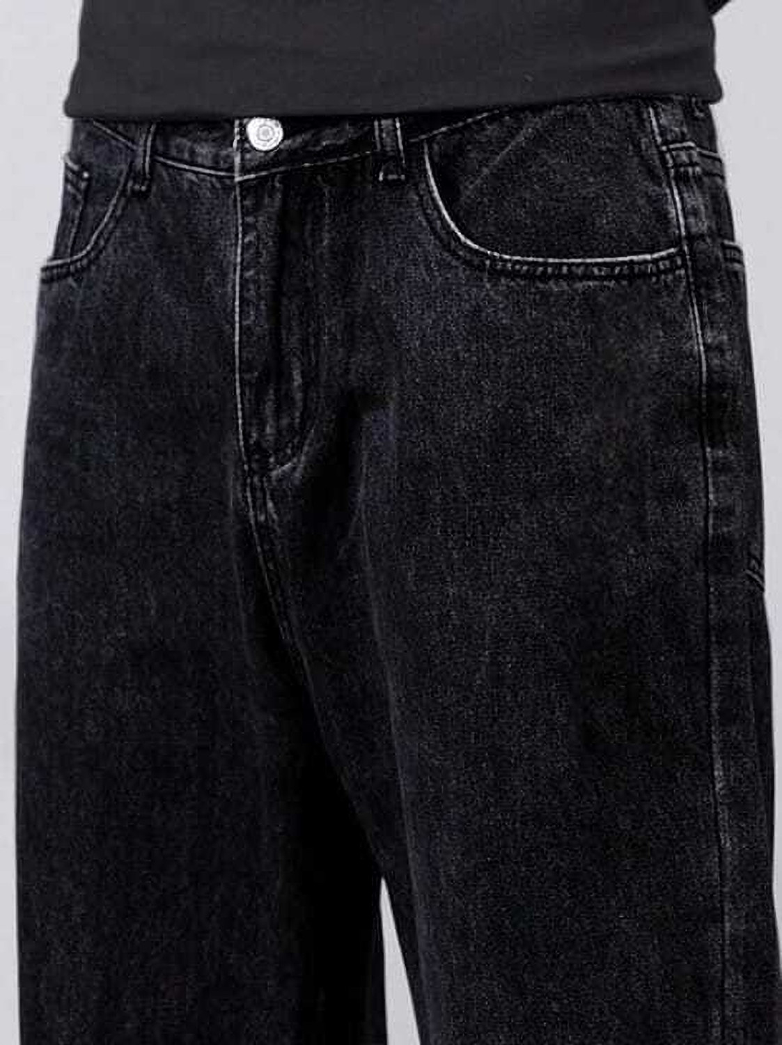 Image of Southee Men Loose Fit Mid Rise Black Jeans