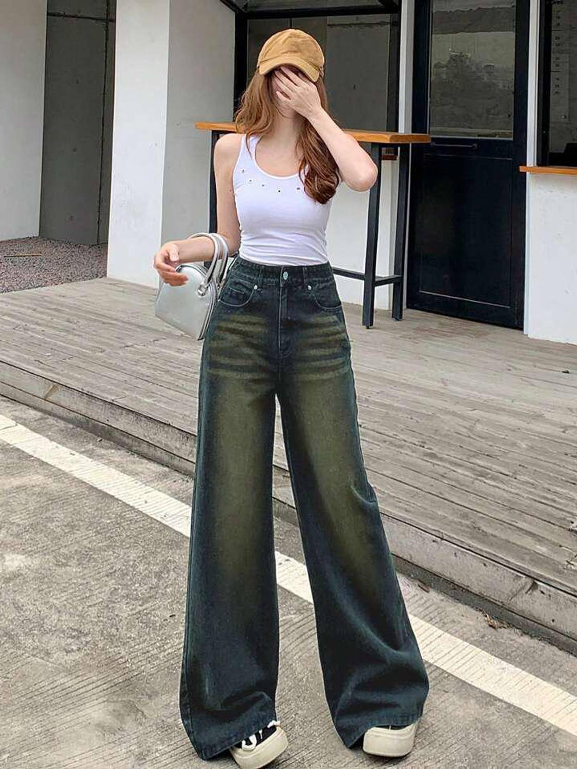 HUNTER Baggy Fit Women Light Green Jeans - Image 1