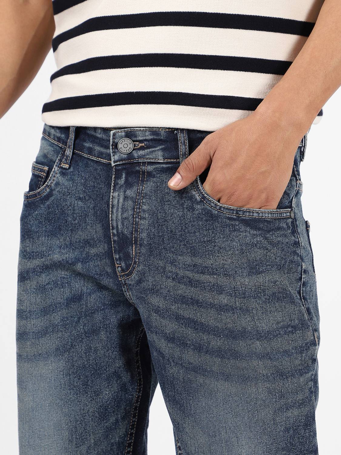 Urbano Men Dark Blue Boot-Leg Jeans - Image 5