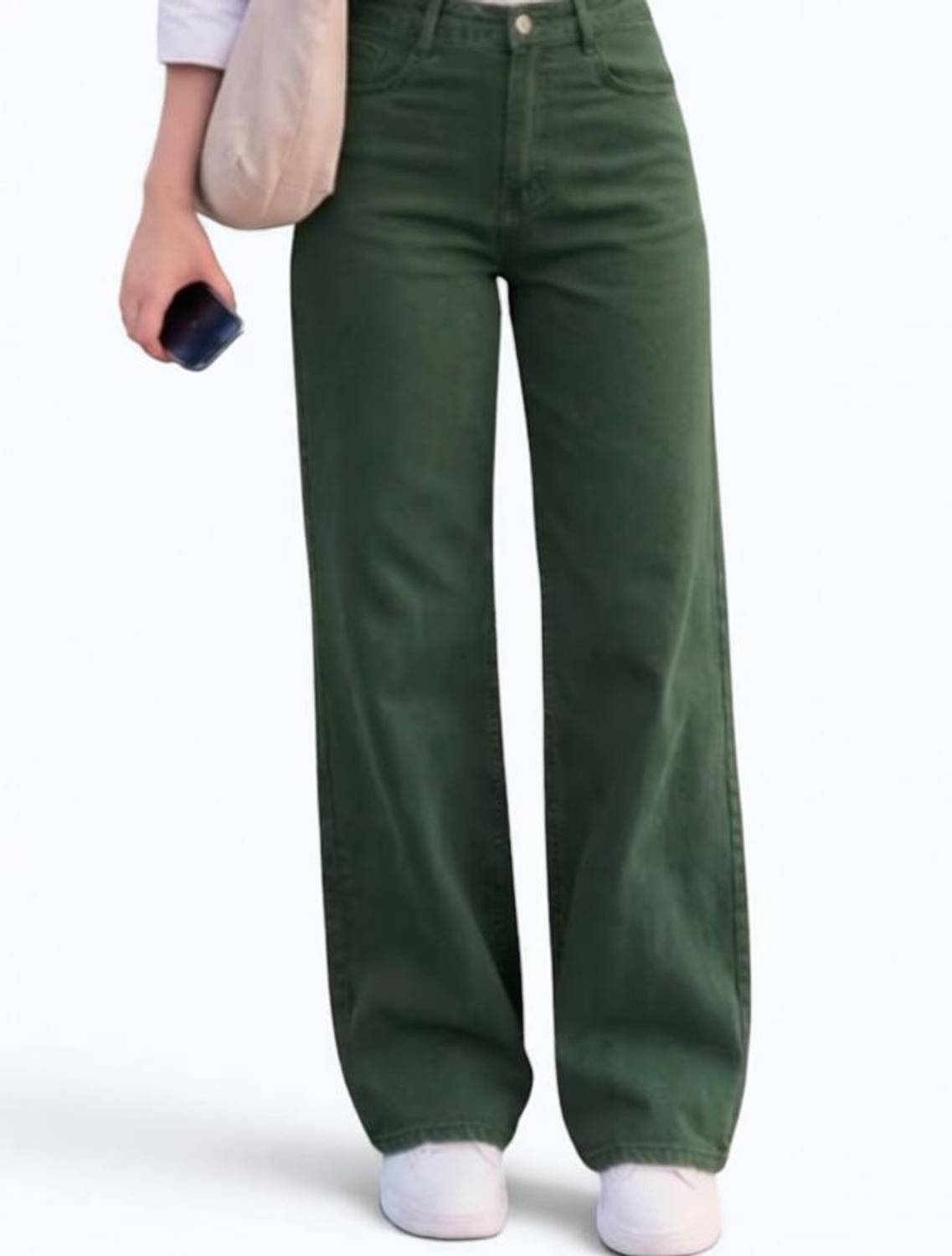 Angelo Wide Leg Women Dark Green Jeans