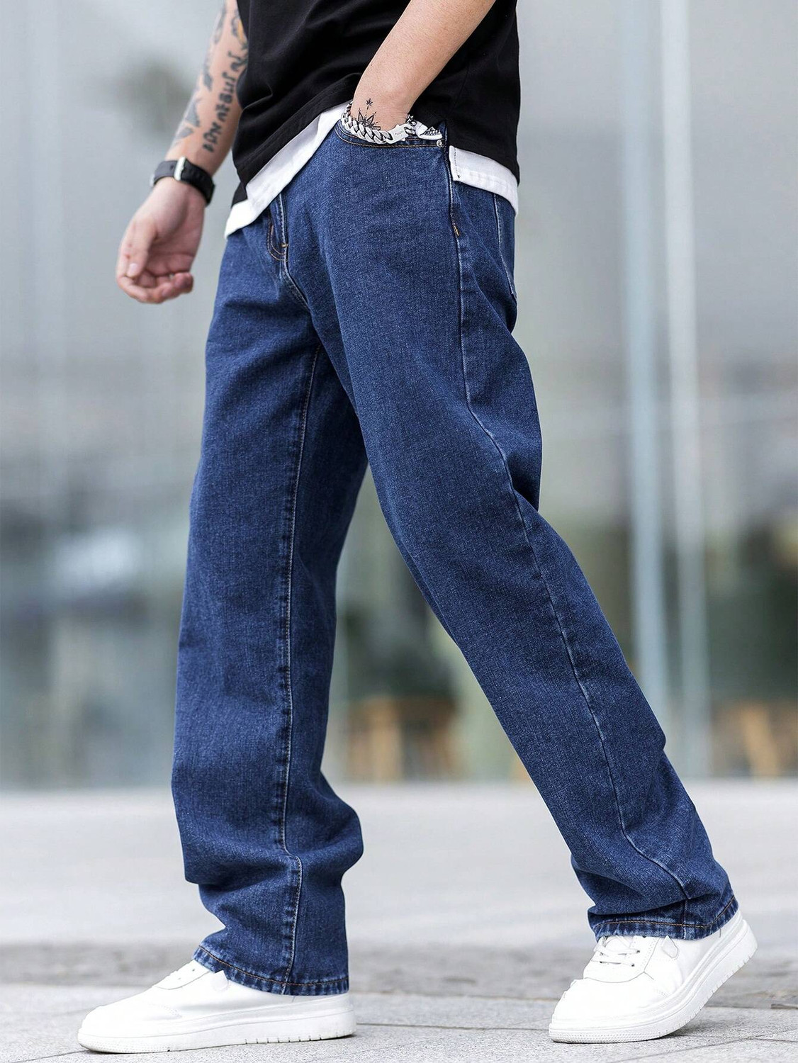 Image of DENIM LOOK Relaxed Fit Men Dark Blue Jeans