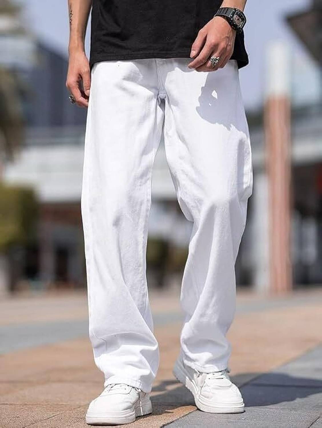 CABRRR Loose Fit Men White Jeans - Image 4