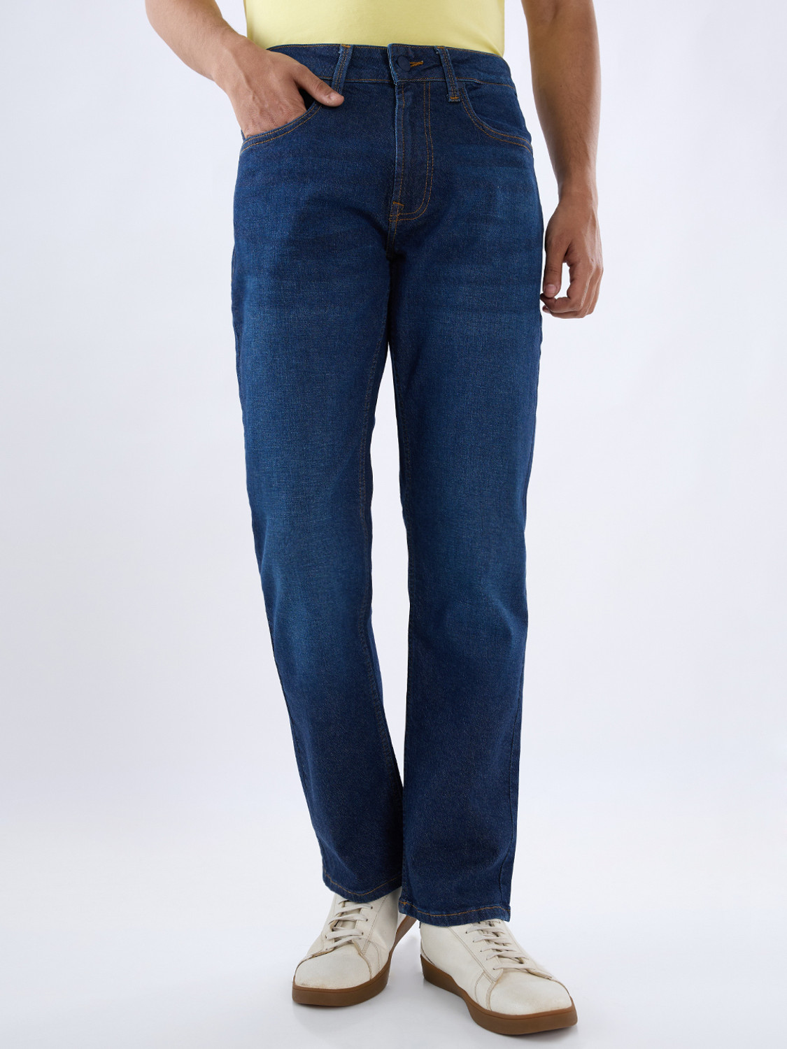 Image of Spykar Relaxed Fit Men Dark Blue Jeans