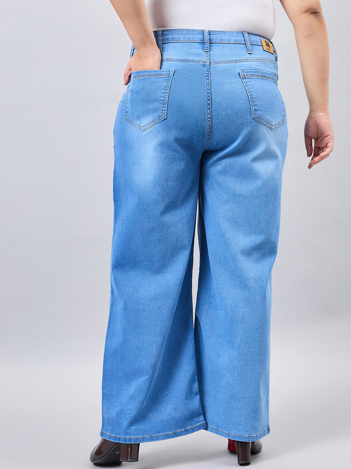 Image of Style Quotient Wide Leg Women Blue Jeans
