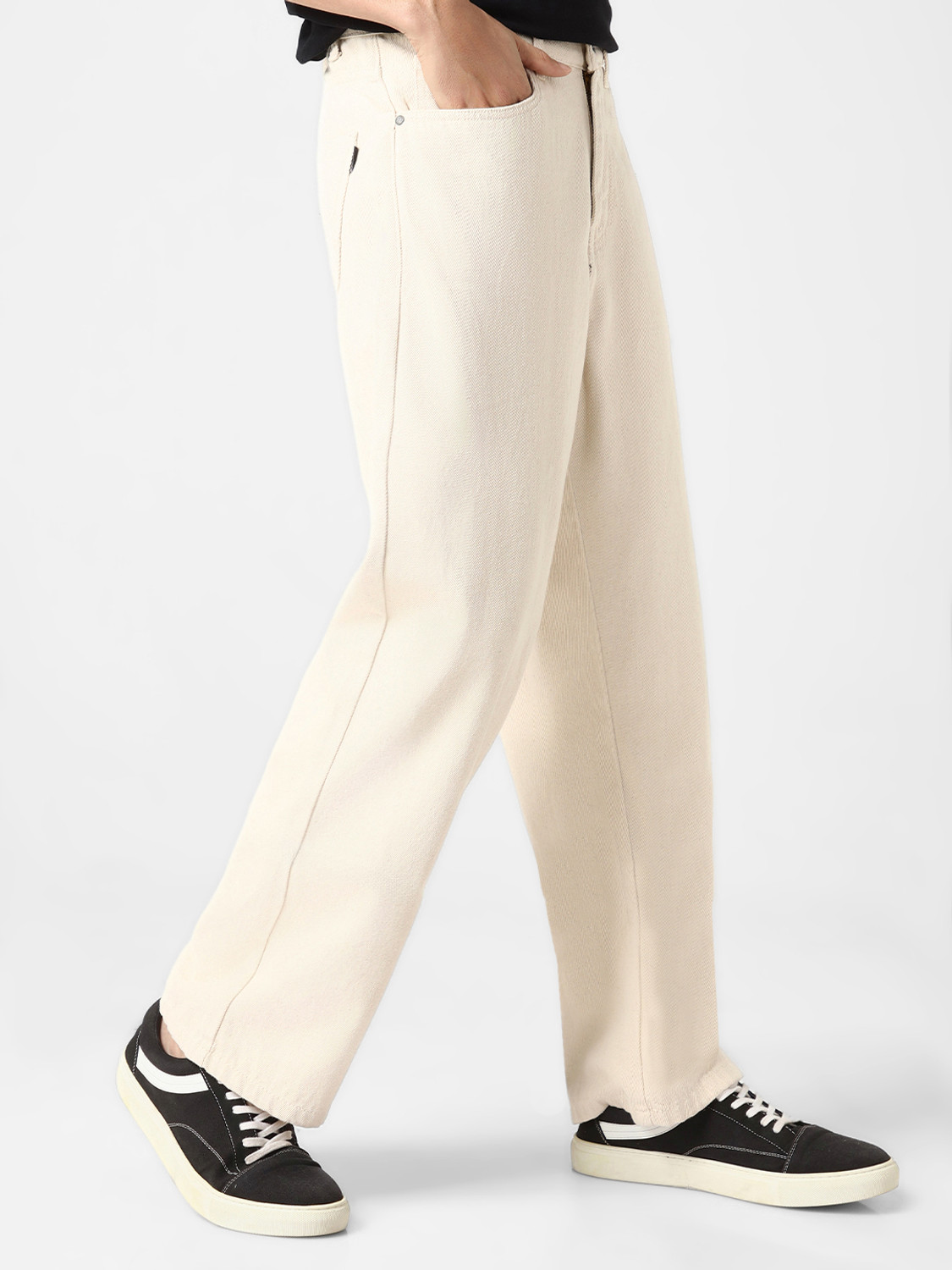 Image of Urbano Fashion Loose Fit Men Beige Jeans