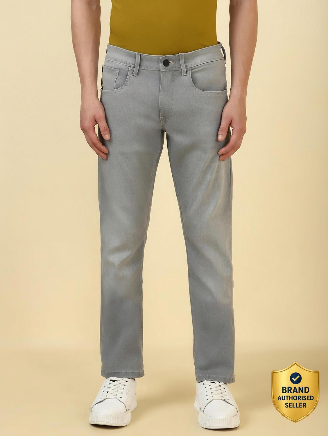 Image of Allen Solly Slim Men Grey Jeans