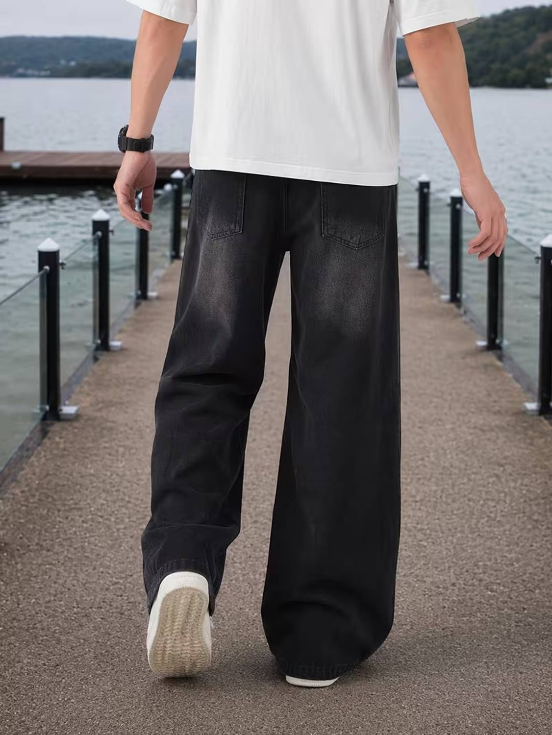 sejvan Wide Leg Black Jeans - Image 2
