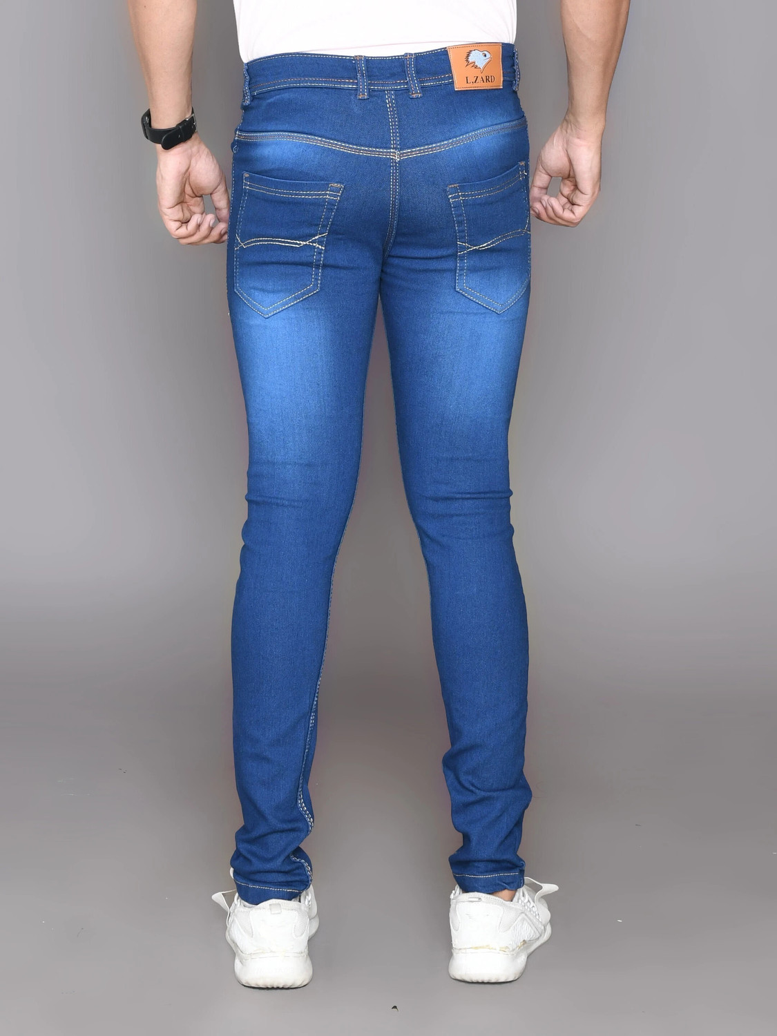 Image of Lzard Slim Men Dark Blue Jeans