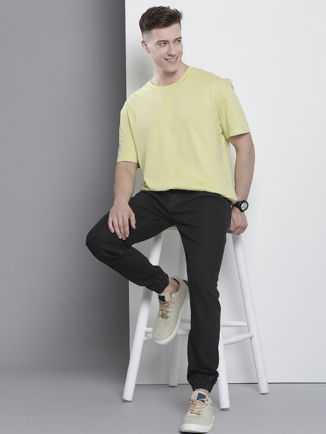Image of The Indian Garage Co. Jogger Fit Men Black Jeans