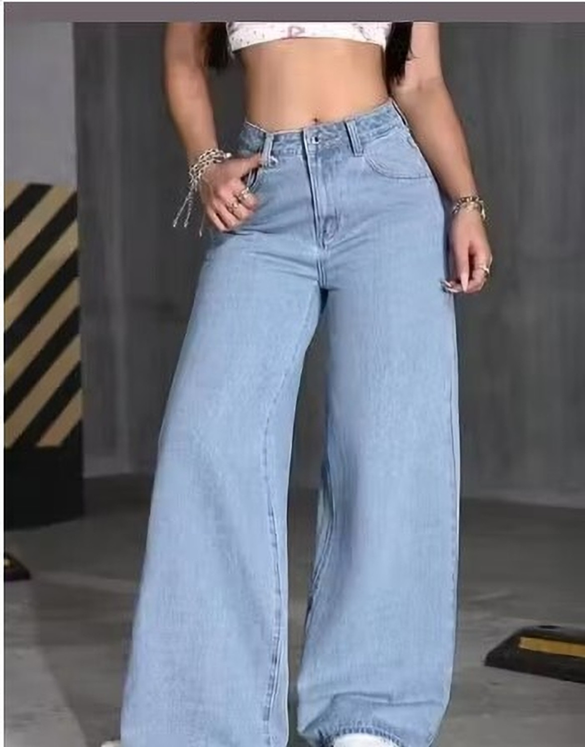 Image of Dollfashion Loose Fit Women Blue Jeans
