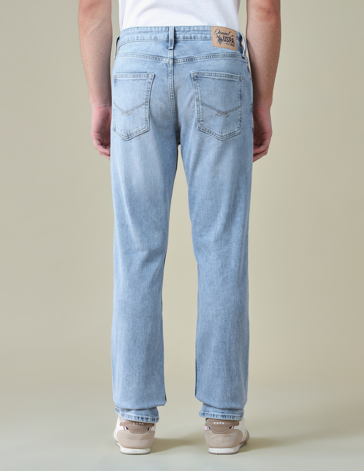 Image of U.S. Polo Assn. Denim Co. Men Straight Fit Mid Rise Blue Jeans