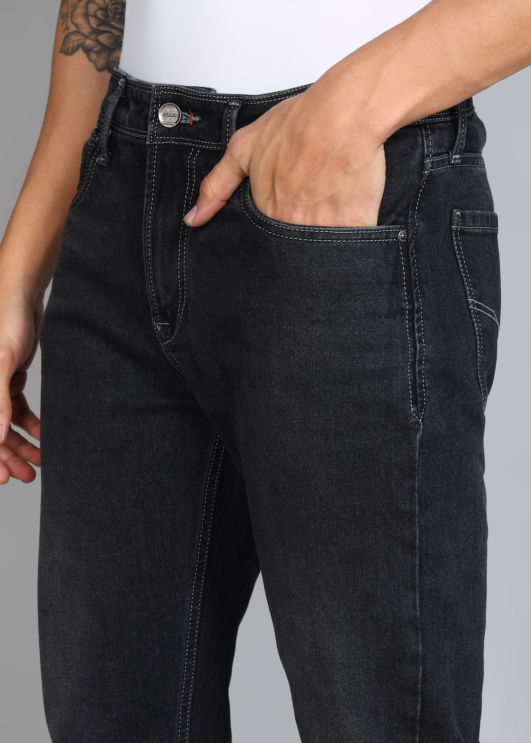 Image of KILLER Straight Fit Men Black Jeans