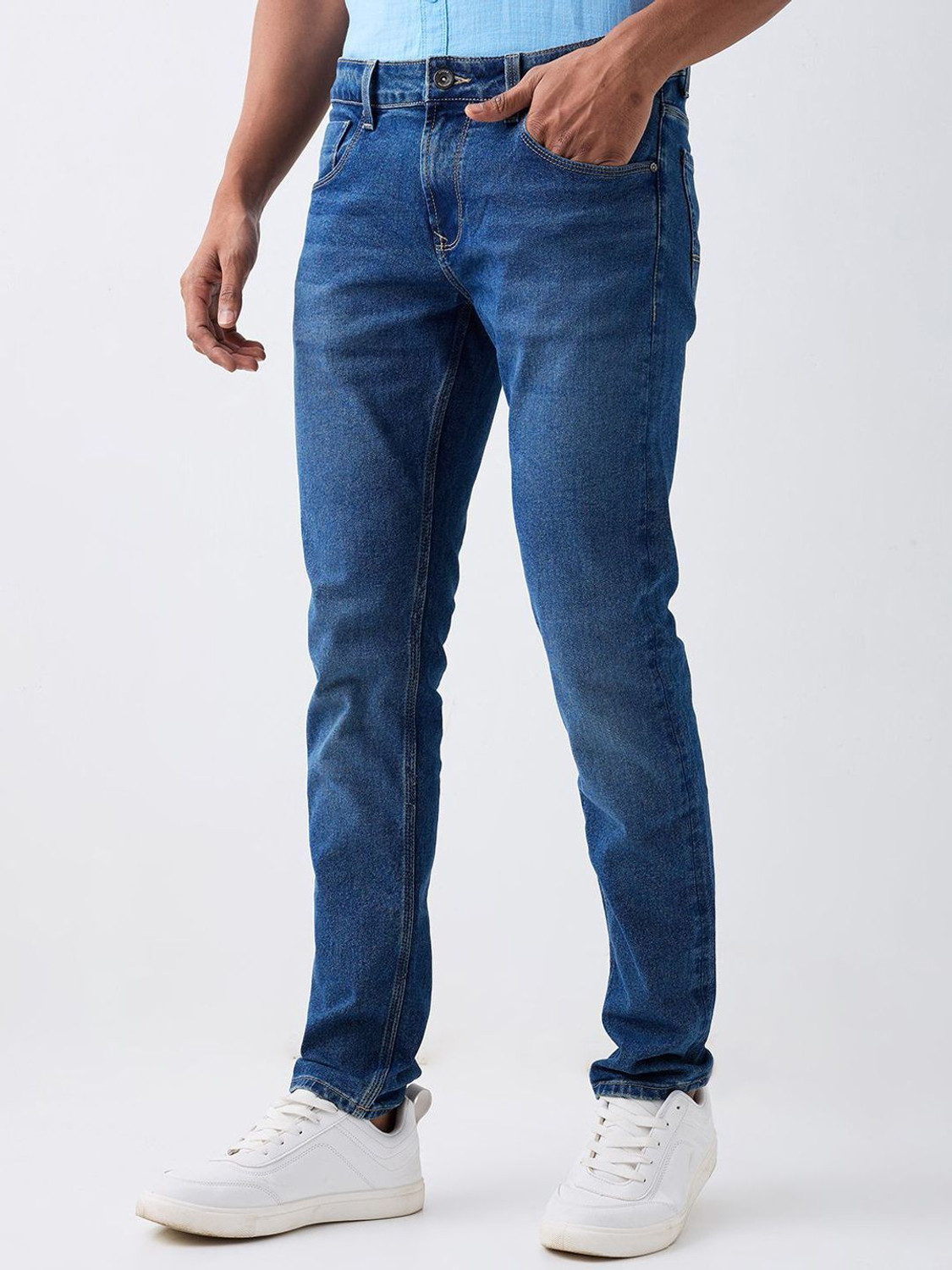 Image of Spykar Slim Men Blue Jeans