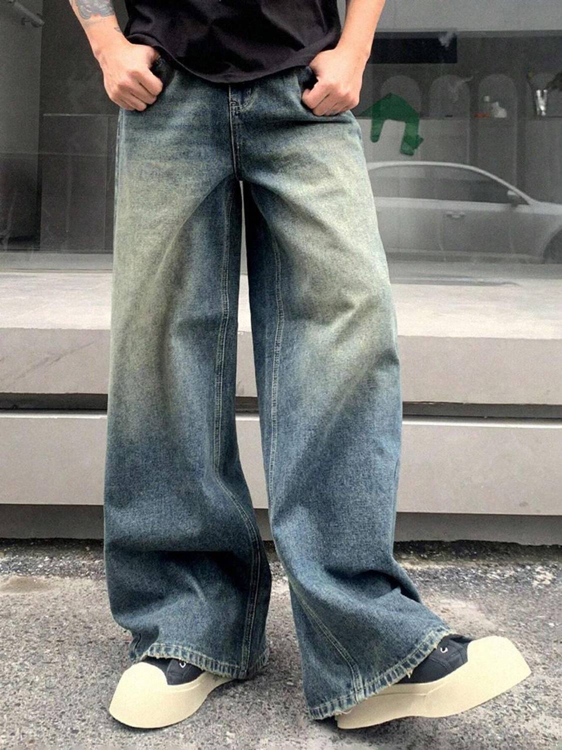 H&H Wide Leg Men Blue Jeans