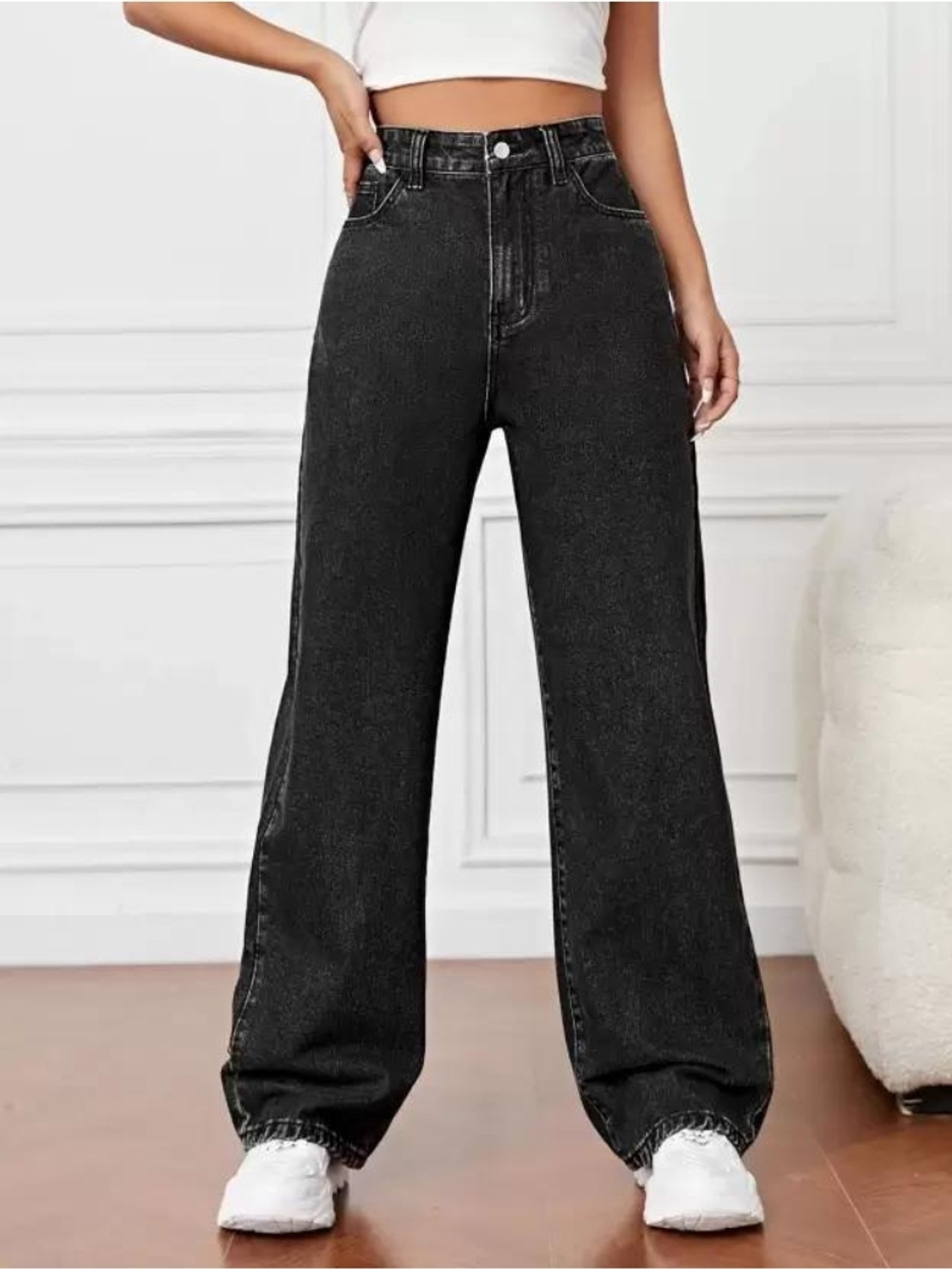 Image of Crazeis Loose Fit Women Black Jeans