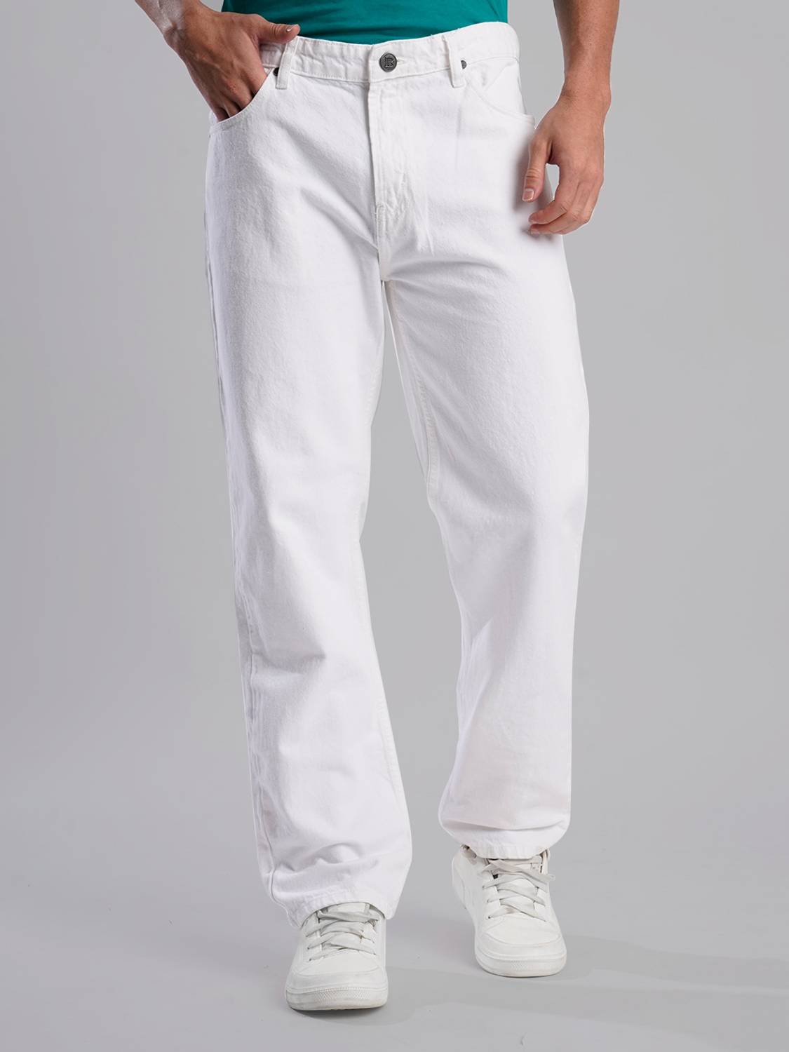 Bene Kleed Relaxed Fit Men White Jeans - Image 1