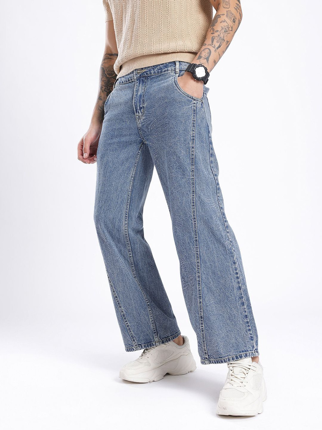 Image of Glitchez Loose Fit Men Blue Jeans