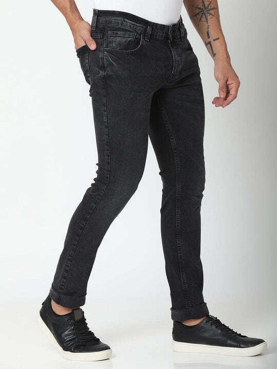 Image of Spykar Skinny Men Black Jeans