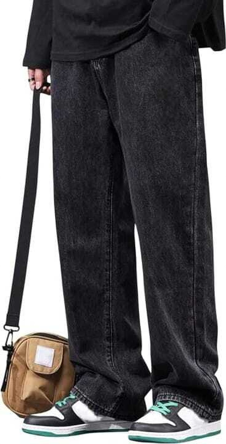 Image of Southee Men Loose Fit Mid Rise Black Jeans